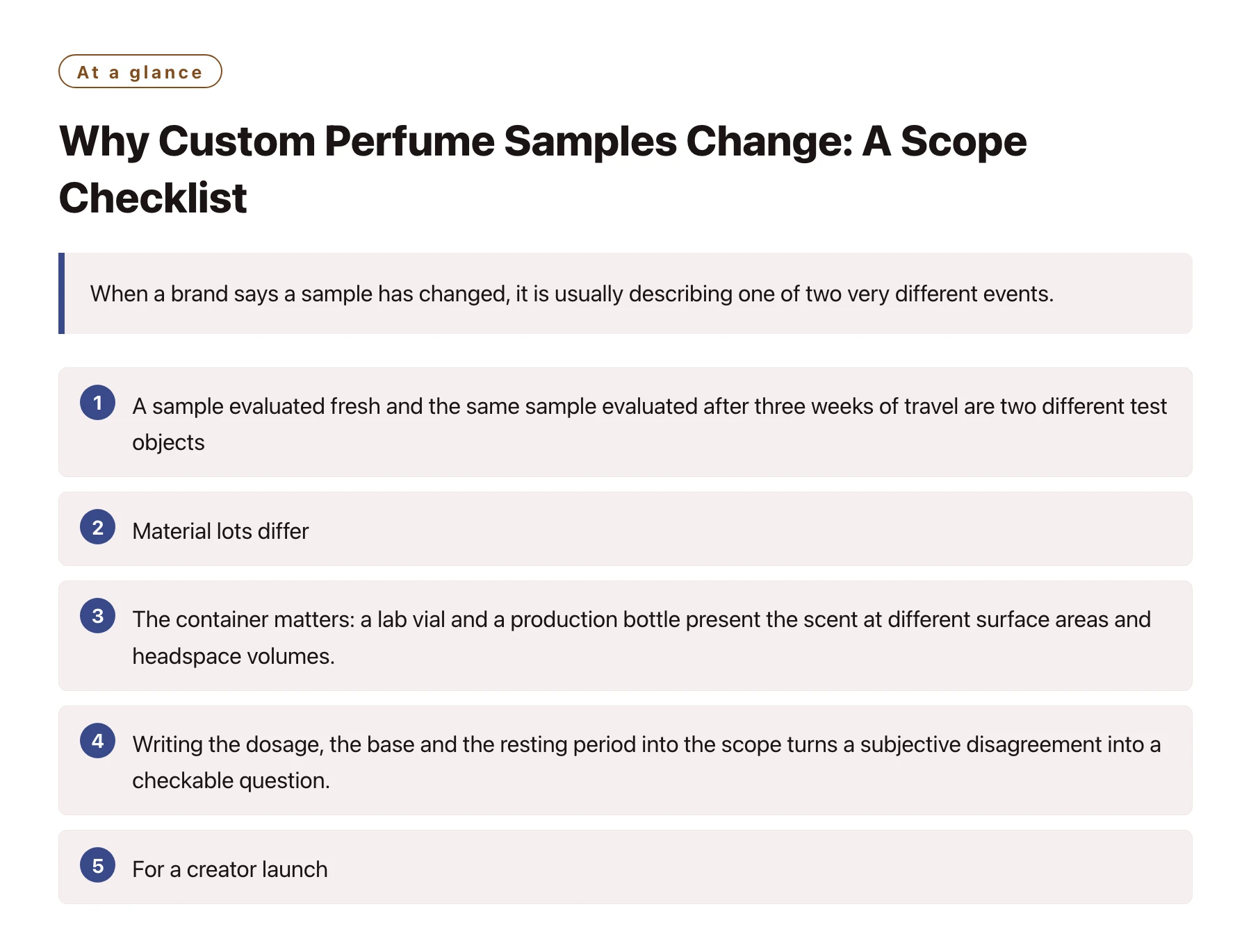 Why Custom Perfume Samples Change: A Scope Checklist——全文要点速览